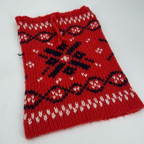 Wooden ships red, black and white knit wool neck gator - Picture 1 of 5